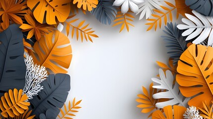 Elegant and symmetrical paper cut decorative leaf silhouette layers with a natural organic and minimalist design  This abstract floral and botanical background is perfect for nature inspired graphics