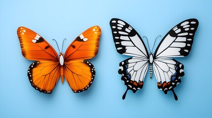 Obraz premium Symmetrical Paper Cut Butterfly Wings Silhouette Patterns for Elegant Digital Artwork Designs and Intricate Delicate and Precise Cutout Perfect for Backgrounds Invitations Scrapbooking and More