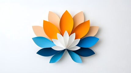 Vibrant Colorful Layered Paper Cut Mandala Silhouette Abstract Symmetrical Design  Elegant Geometric Pattern with Overlapping Shapes and Radial Symmetry