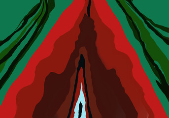 Christmas illustration, red green are swirling  abstract background ,reflects the chaotic yet balanced interplay of color and patterns in the image