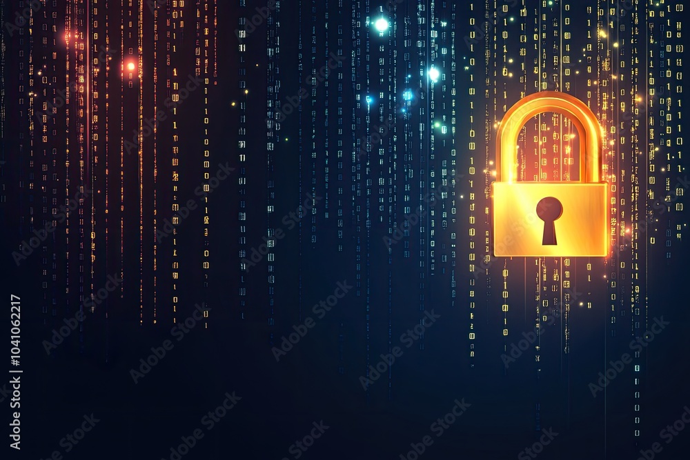 Aufkleber digital padlock symbolizing cybersecurity and data protection in a futuristic network