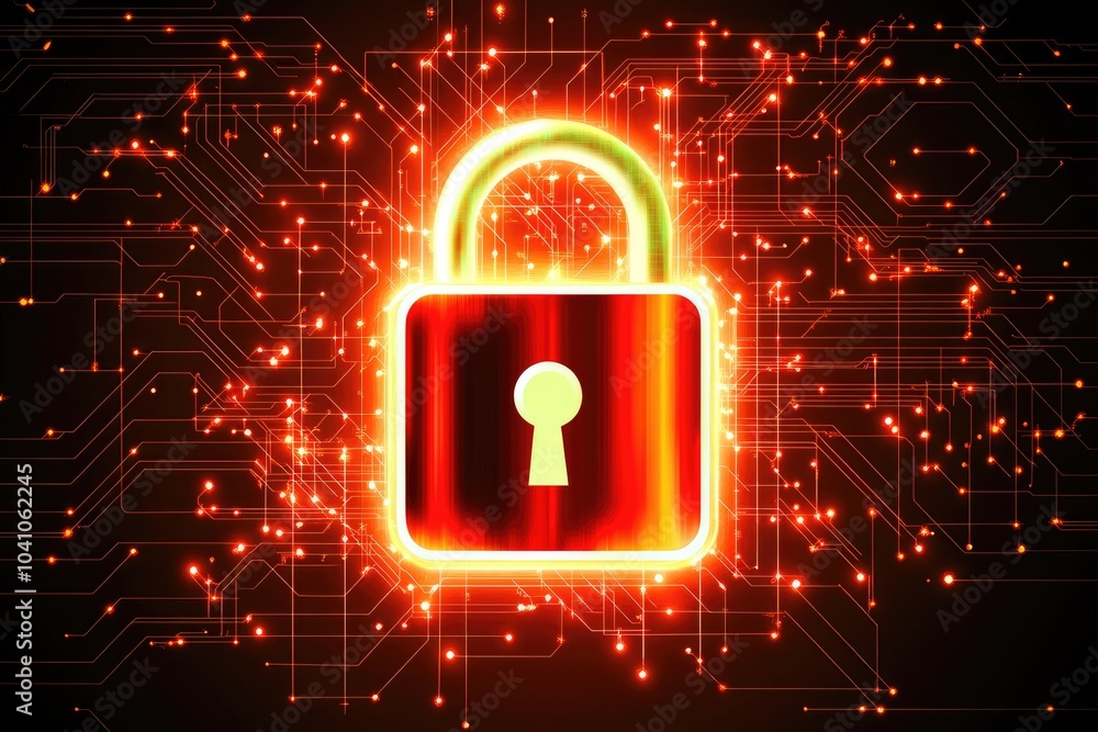 Aufkleber digital padlock symbolizing cybersecurity and data protection in a futuristic network