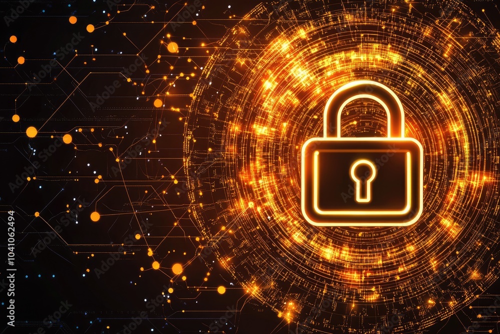 Aufkleber digital padlock symbolizing cybersecurity and data protection in a futuristic network