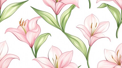 Elegant Pink Lilies: A Delicate Floral Pattern for Your Artistic Inspiration