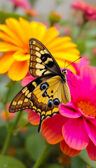Naklejka premium butterfly on flower
