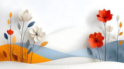 Elegant and sophisticated layered floral paper cut textures forming a minimalist silhouette pattern  This abstract digital features a delicate refined and contemporary design