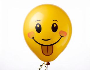 yellow party balloons with emoticon faces. Happiness. With white background