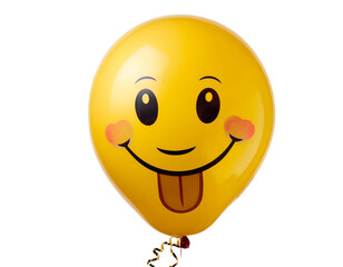 yellow party balloons with emoticon faces. Happiness. With white background
