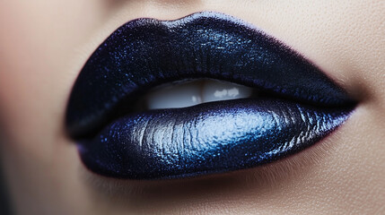 Shiny metallic lips in Future Dusk makeup trend