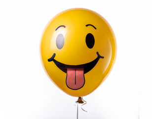 yellow party balloons with emoticon faces. Happiness. With white background