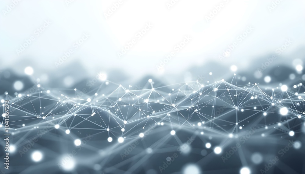 Poster the distribution of triangular shapes in space. network connection structure. big data digital backg