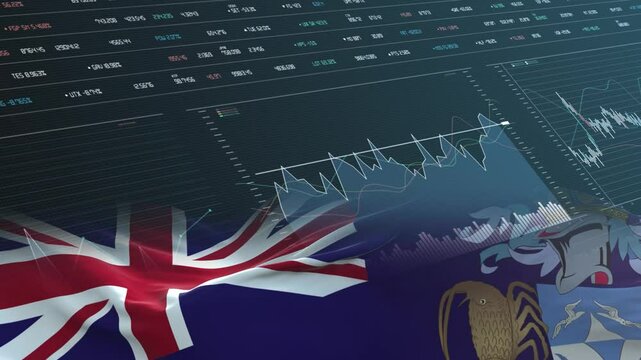 Tristan da Cunha flag - Waving flag on report analytics data statement