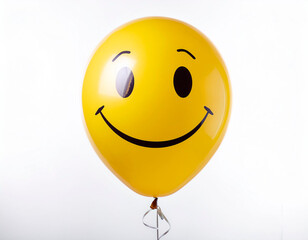 yellow party balloons with emoticon faces. Happiness. With white background