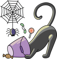 Halloween cat and spider