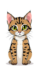 Cute Cartoonish Cat with Big Eyes and Whiskers