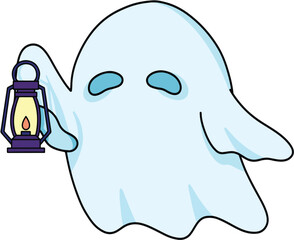 Halloween ghost with a lamp