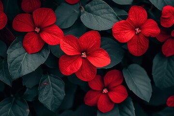 Vibrant Red Flowers Amidst Lush Green Foliage