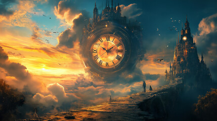 Timeless beauty of the night sky, painted with hues of blue and orange as the sun dips below the horizon, Night fall and the passage of time. Images for wallpaper.