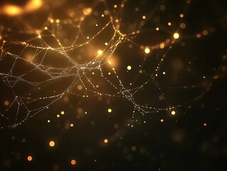 Fototapeta premium Tranquil Spider Web Art: A Serene Illuminated Design with Dewdrops Perfect for Home Decor or Sports Interior Posters