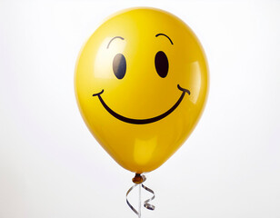 yellow party balloons with emoticon faces. Happiness. With white background