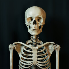 Human skeleton on black background 