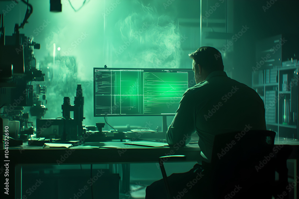 Poster in the server room, a lot of robot data is stored, controlled by a state-of-the-art ai system.
