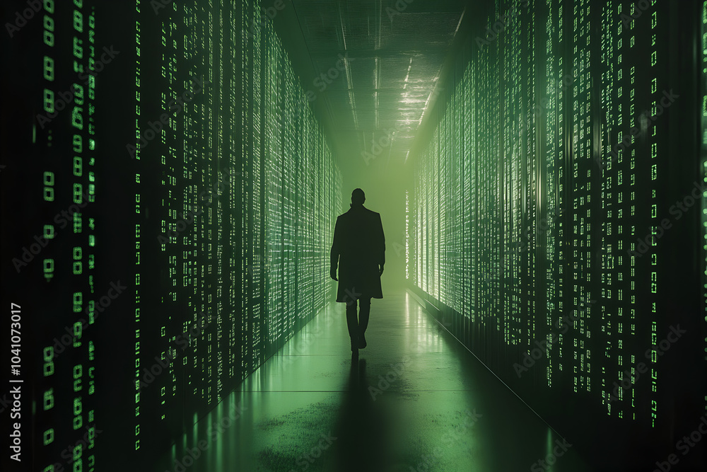 Poster in the server room, a lot of robot data is stored, controlled by a state-of-the-art ai system.