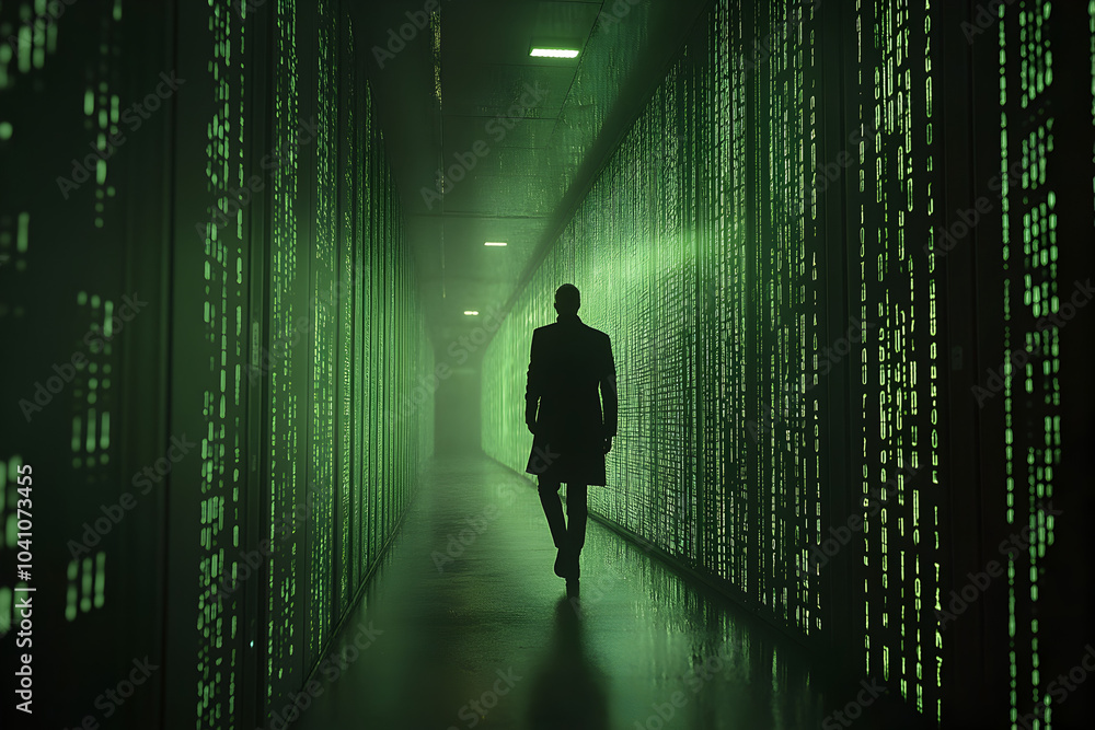 Poster in the server room, a lot of robot data is stored, controlled by a state-of-the-art ai system.