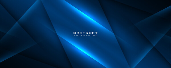 3D blue abstract background overlap layer on dark space with glowing lines effect decoration. Modern graphic design element cutout shape style concept for web banner, flyer, card, or brochure cover