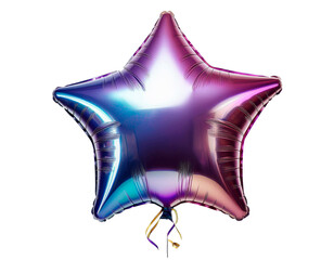 Multicolored and shiny star-shaped party balloon. With white background