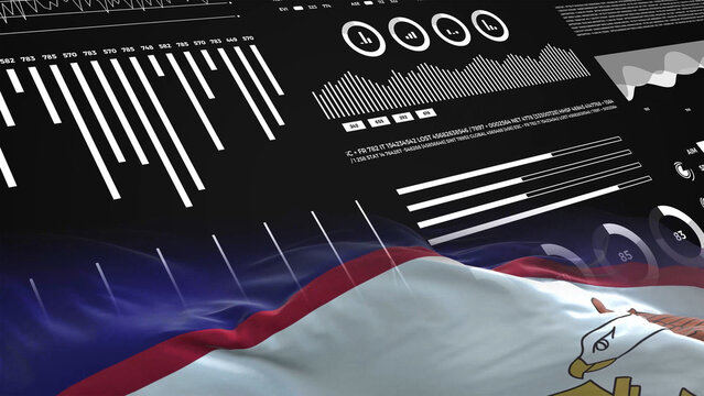 American Samoa flag - Waving flag on report analytics data statement
