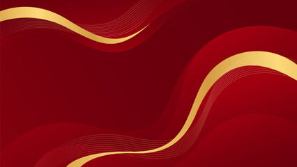 Elegant red luxury wave background with gold lines. Abstract modern wallpapers. Suitable for templates, banners, sales, ads, events, awards, web, pages, and others