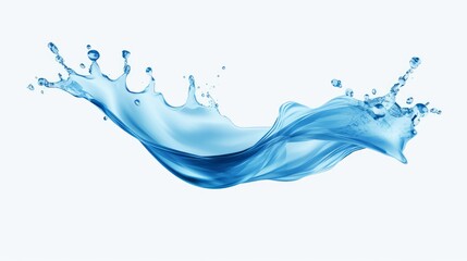 Blue Water Splashes and Flowing Wave Shapes with Droplets
