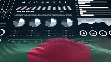 Bangladesh flag - Waving flag on report analytics data statement