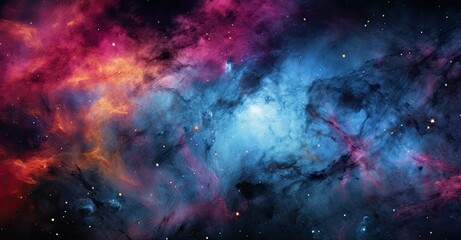 Fototapeta premium Cosmic nebula with blue and red hues.