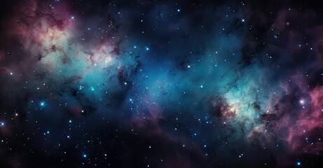 Fototapeta premium A dark space scene with stars and nebulae.