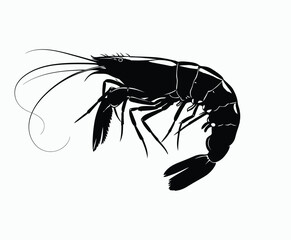 Classic Shrimp Silhouette EPS Vector Template Illustration
