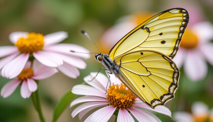 Naklejka premium A butterfly is sitting on a flower
