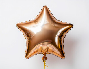 Multicolored and shiny star-shaped party balloon. With white background