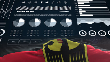 Germany flag - Waving flag on report analytics data statement