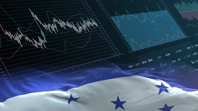 Honduras flag - Waving flag on report analytics data statement - Powered by Adobe