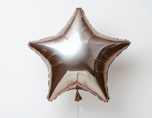 Multicolored and shiny star-shaped party balloon. With white background