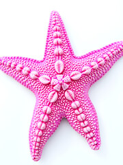 A vibrant pink starfish with intricate detail and a watercolor-like texture.