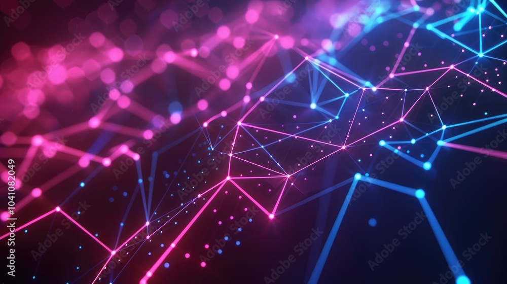 Poster abstract network connection in neon colors