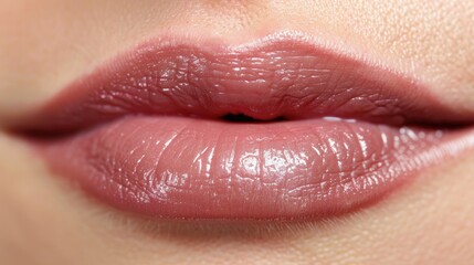 Close-Up of Soft, Glowing Lips with Natural Finish