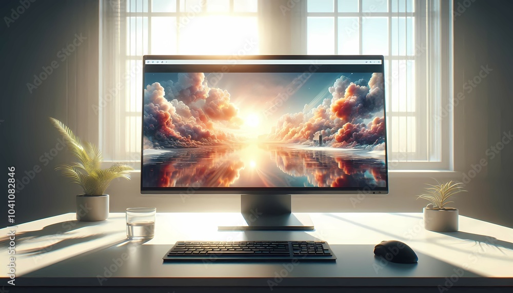 Wall mural computer screen with a website design open in a browser.