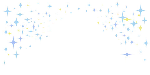 青色と黄色のキラキラしたフレームイラスト　星空