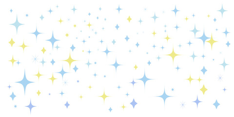 青色と黄色のキラキラした背景イラスト　星空