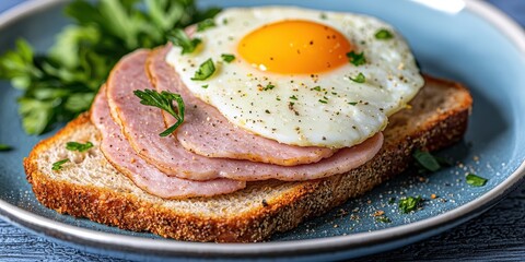 Delicious Ham and Egg Breakfast Sandwich on Toasted Bread