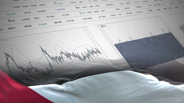 Palestine flag - Waving flag on report analytics data statement - Powered by Adobe